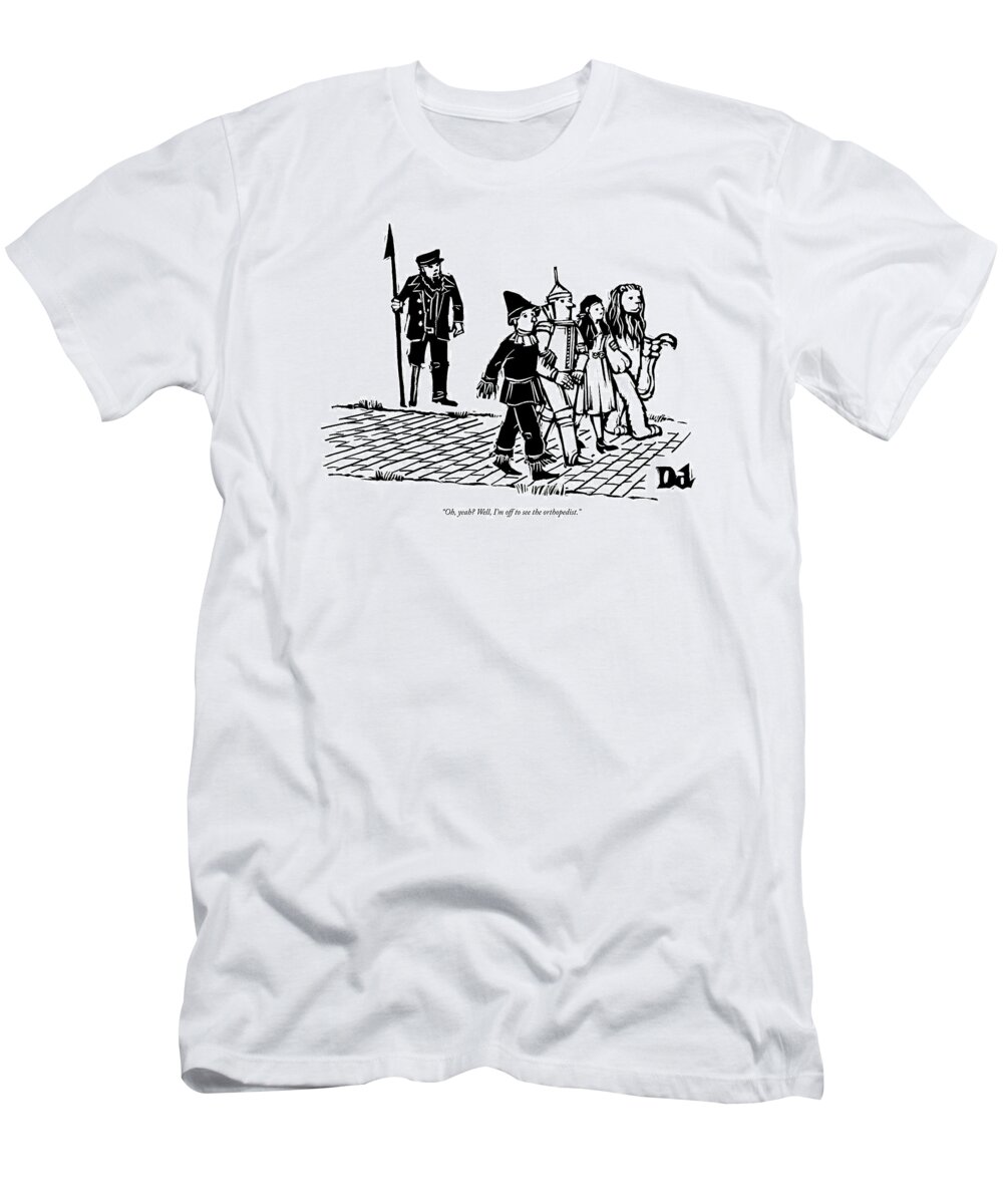 Cctk Captain Ahab T-Shirt featuring the drawing Captain Ahab Stands Speaking At The Yellow Brick by Drew Dernavich