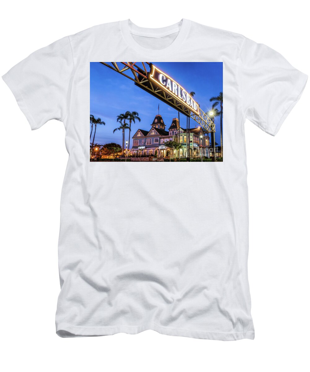 Carlsbad T-Shirt featuring the photograph Carlsbad Welcome Sign by David Levin