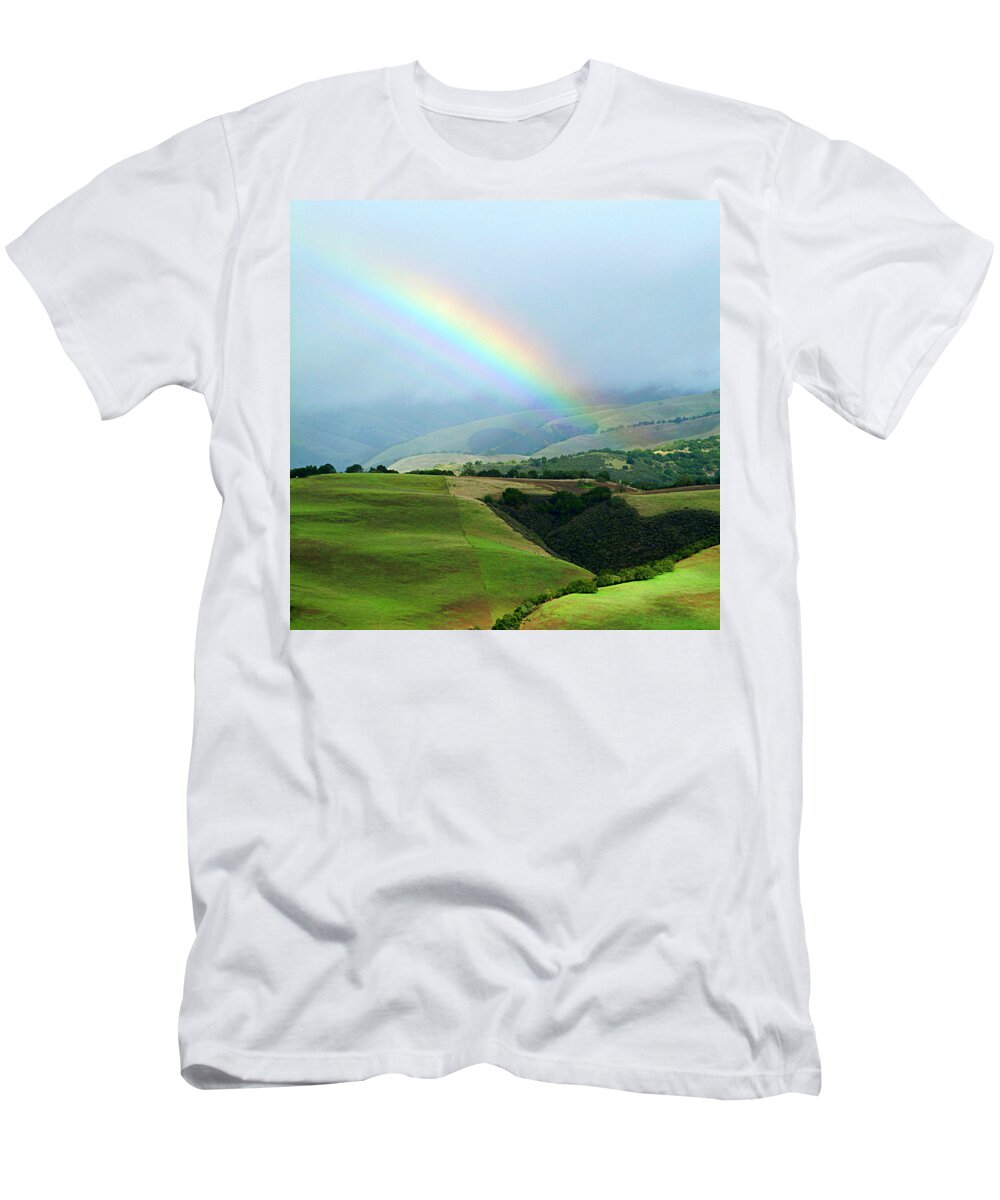 Rainbow T-Shirt featuring the photograph Carmel Valley Rainbow by Charlene Mitchell