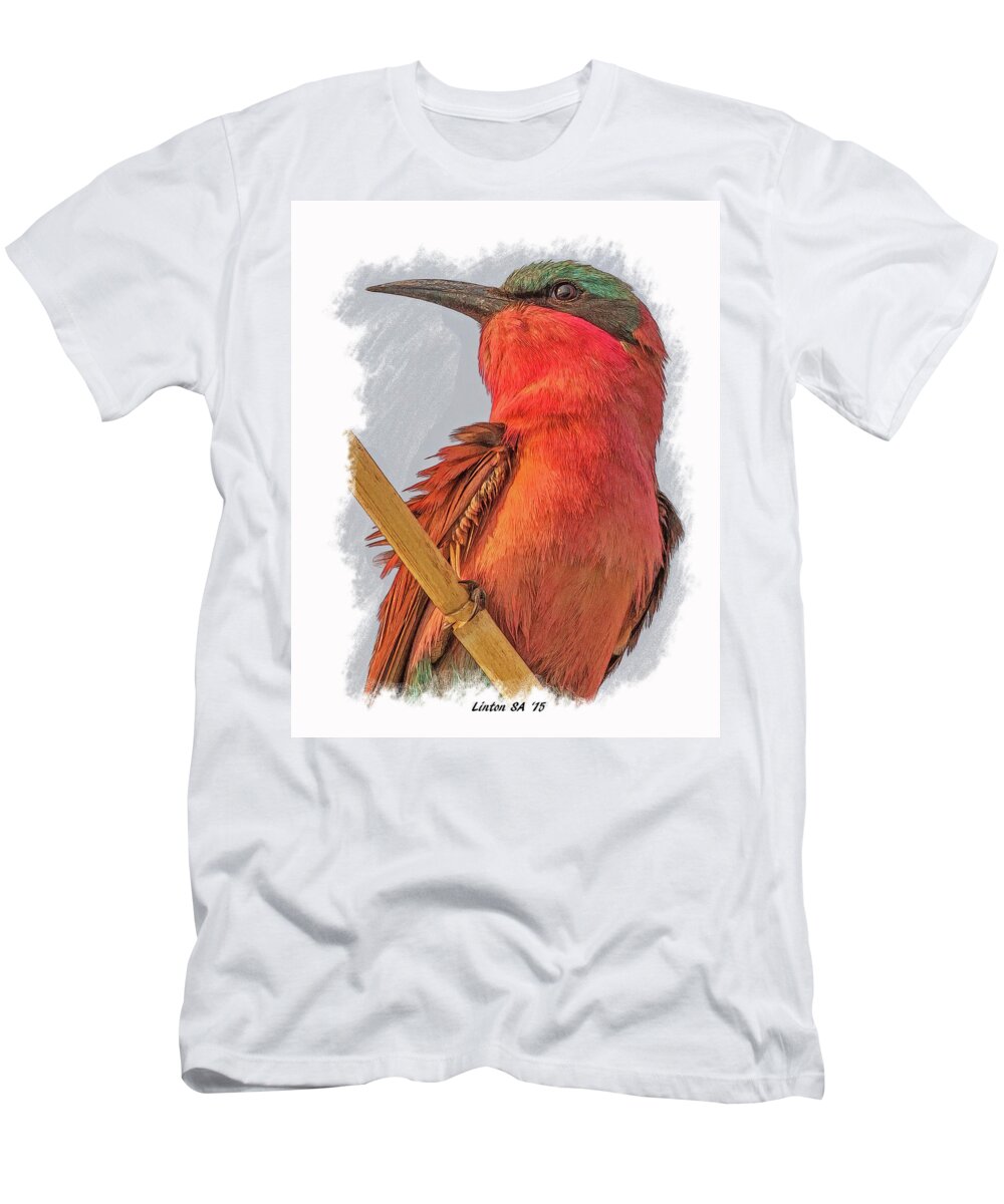 African Bee-eater T-Shirt featuring the digital art African Carmine Bee-eater by Larry Linton