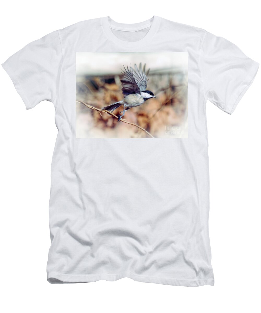 Carolina Chickadee T-Shirt featuring the photograph Carolina Chickadee - Come Fly With Me by Kerri Farley