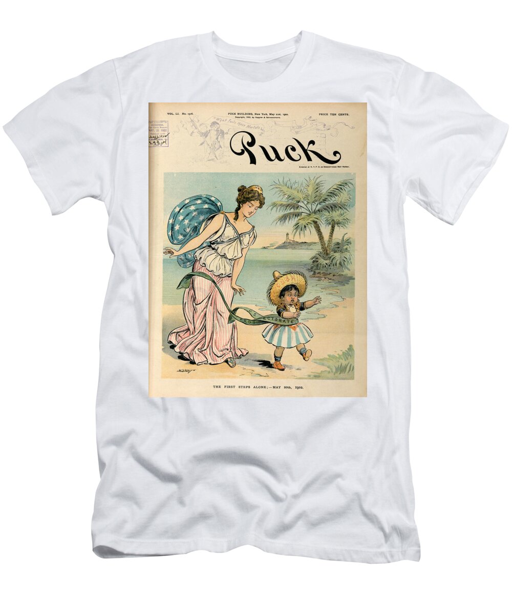 1902 T-Shirt featuring the photograph Cartoon: Cuba, 1902 by Granger
