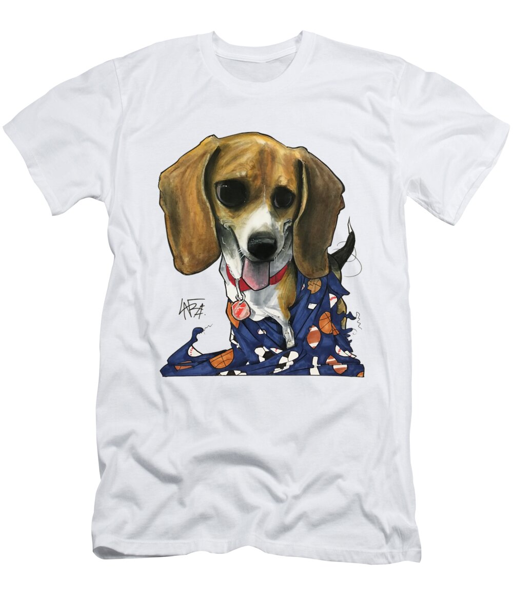 Pet Portrait T-Shirt featuring the drawing Catha 3239 by Canine Caricatures By John LaFree