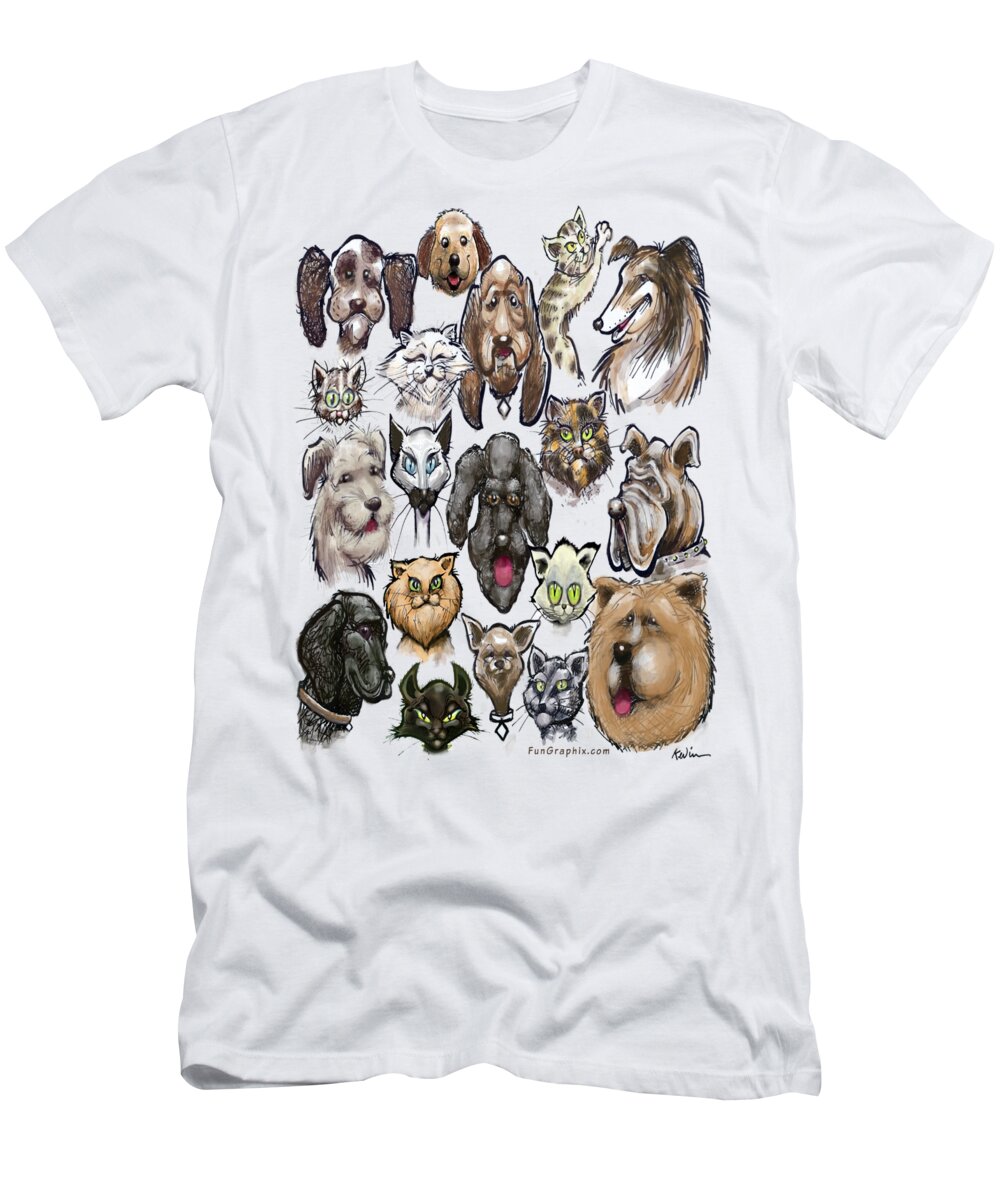 Dog T-Shirt featuring the digital art Cats and Dogs by Kevin Middleton
