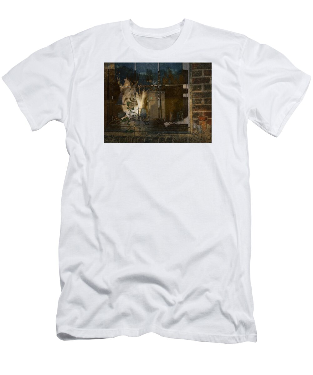 Texture T-Shirt featuring the digital art Cats Window by Sue Masterson
