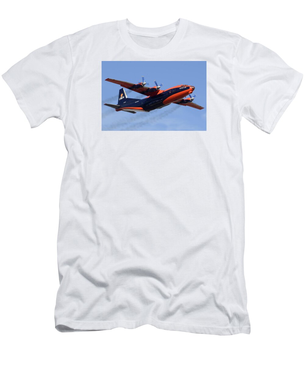 Airplane T-Shirt featuring the photograph Cavok Air Antonov An-12B UR-CKL Phoenix Sky Harbor December 2 2015 by Brian Lockett