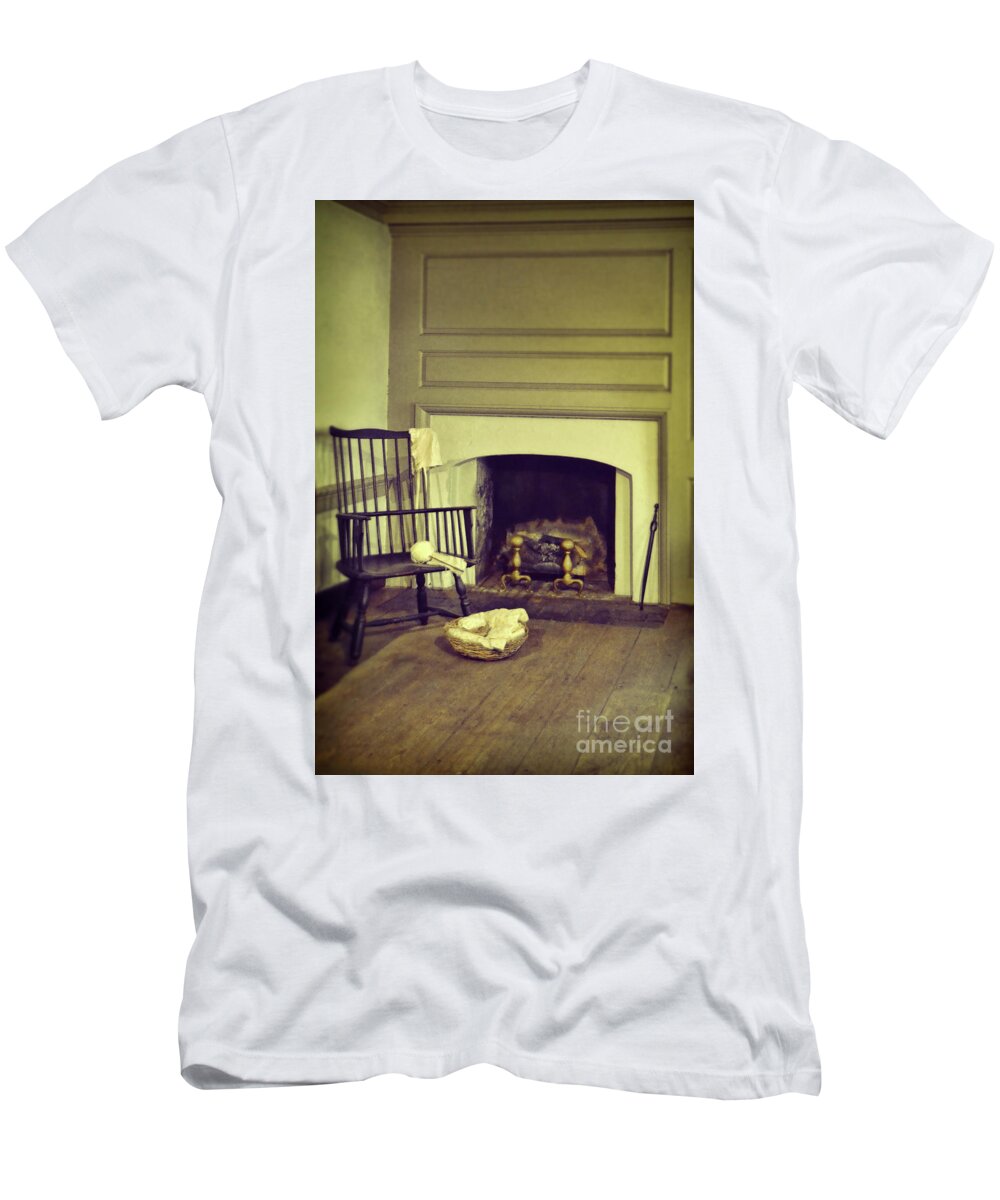Chair T-Shirt featuring the photograph Chair by the Fireplace by Jill Battaglia