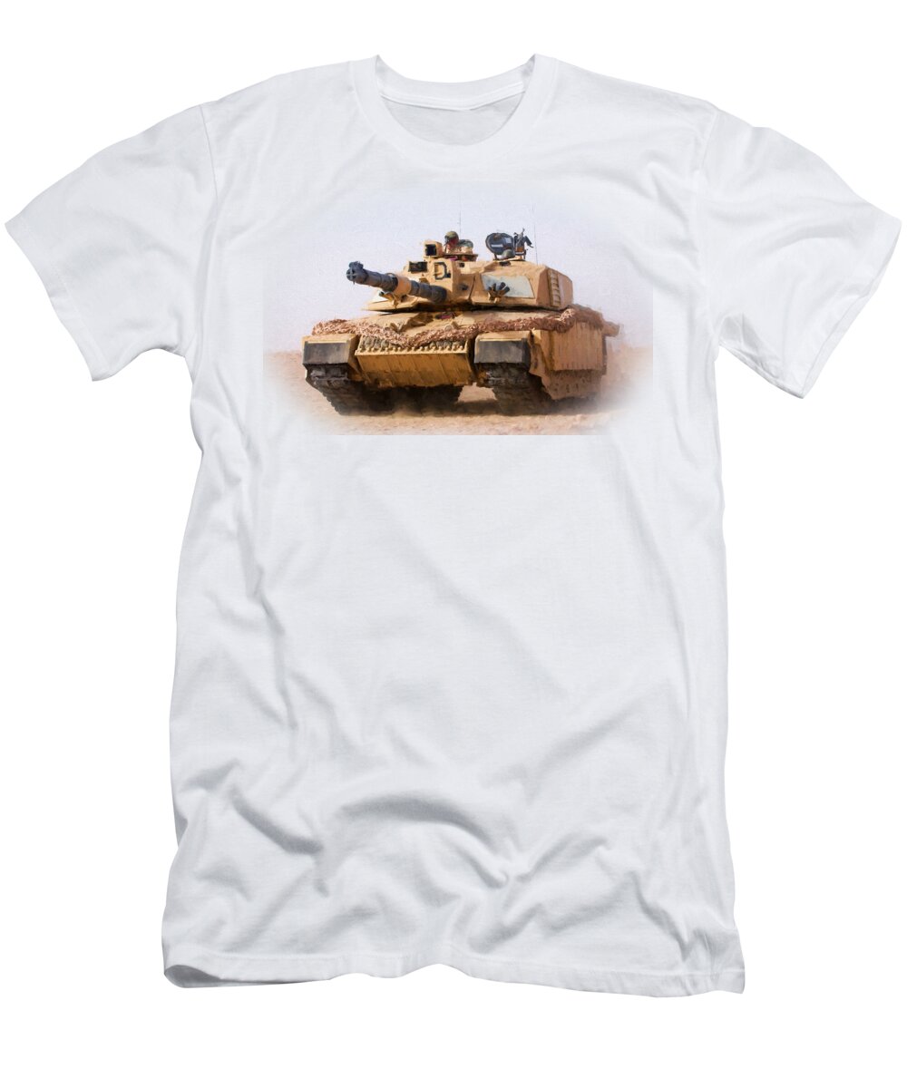 Army T-Shirt featuring the digital art Challenger Tank Painting by Roy Pedersen