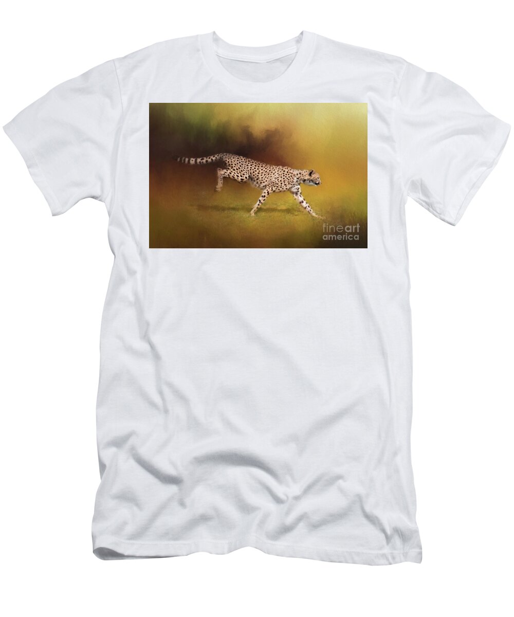 Cheetah T-Shirt featuring the digital art Cheetah Running by Sharon McConnell