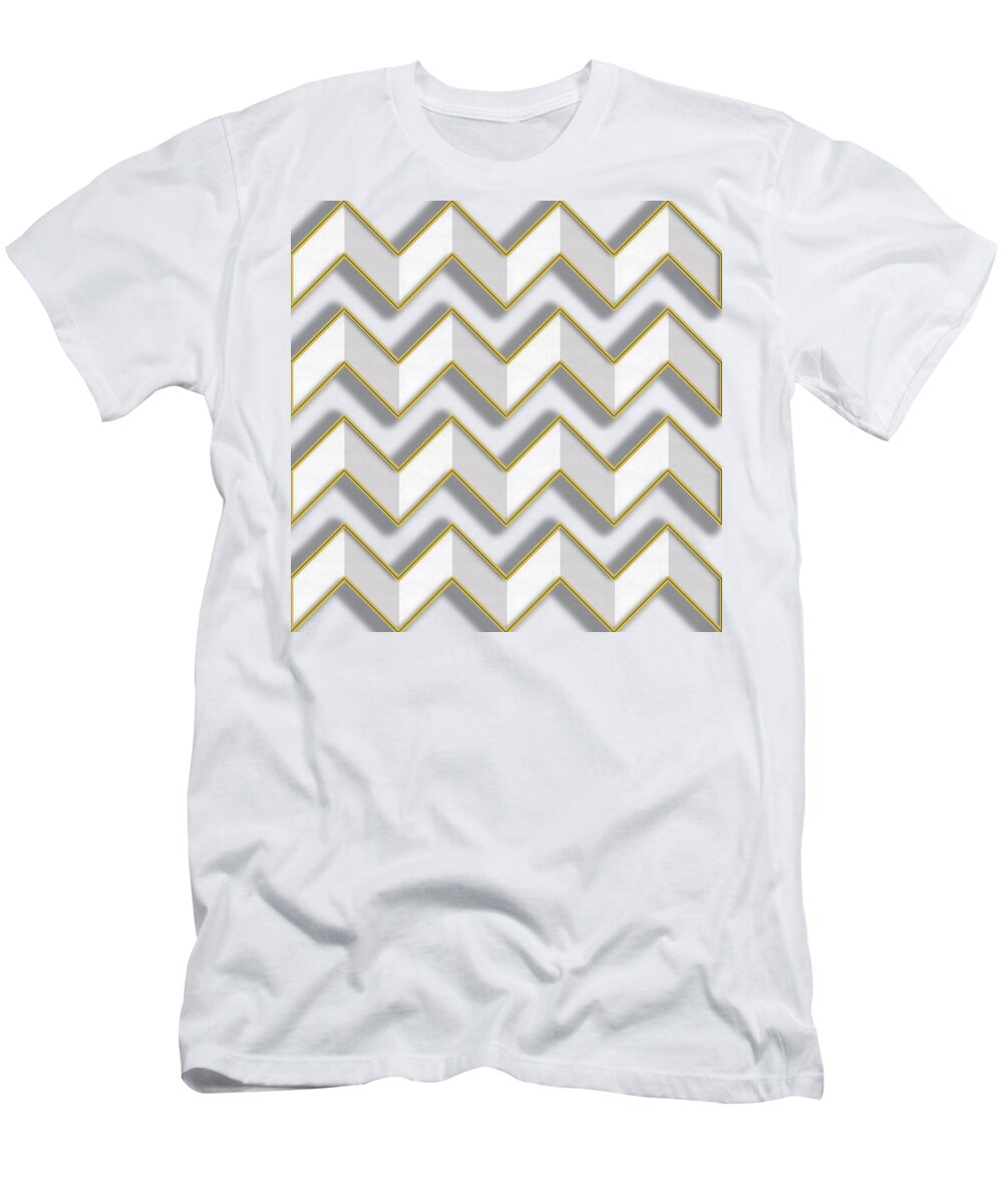 Chevrons - Gold Edges T-Shirt featuring the digital art Chevrons - Gold Edges by Chuck Staley