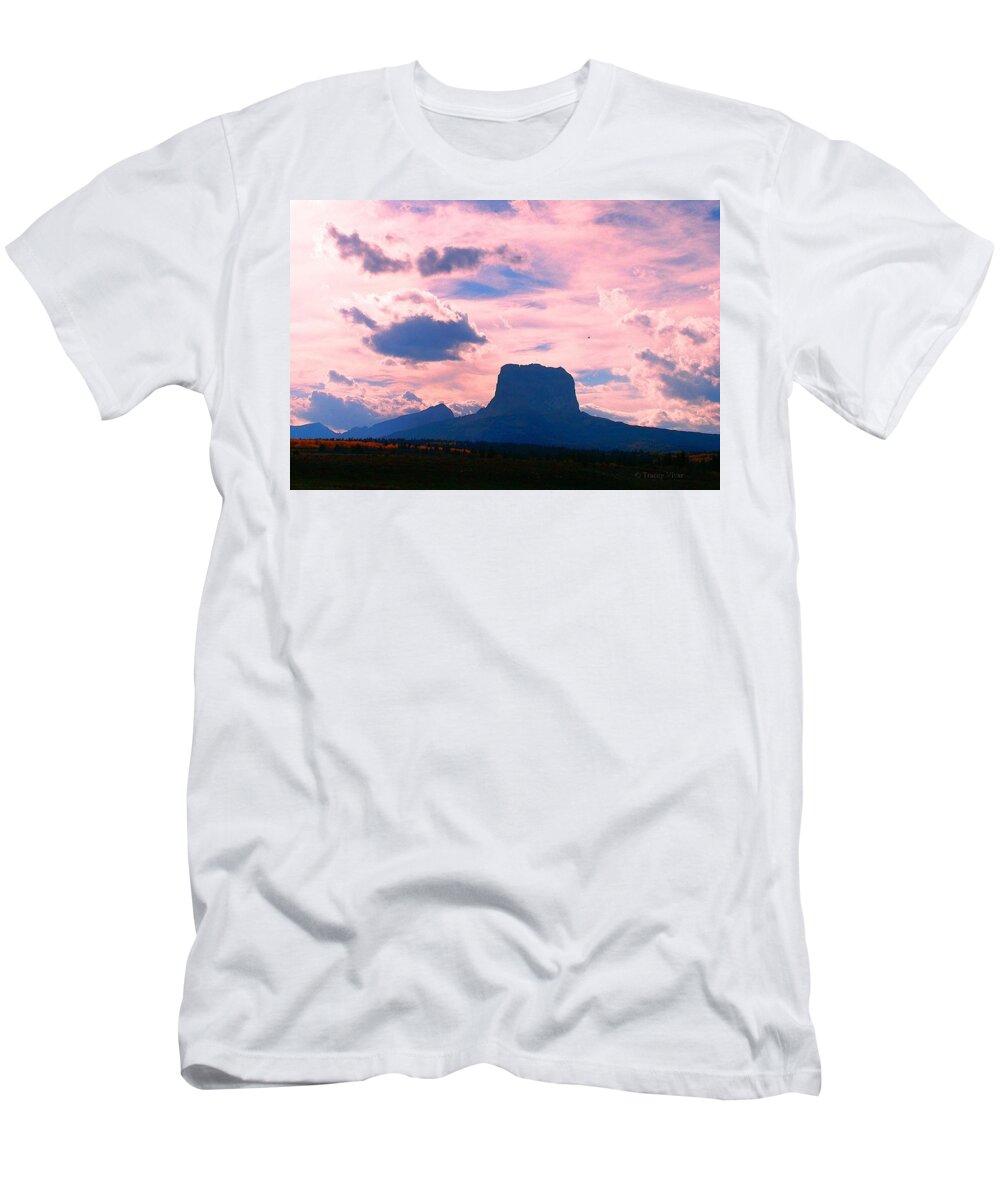 Chief Mountain T-Shirt featuring the photograph Chief Mountain, Pastel by Tracey Vivar