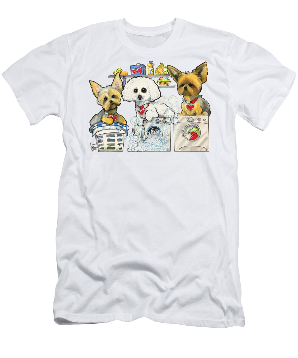 Pet Portrait T-Shirt featuring the drawing Chinea 7-1438 by Canine Caricatures By John LaFree