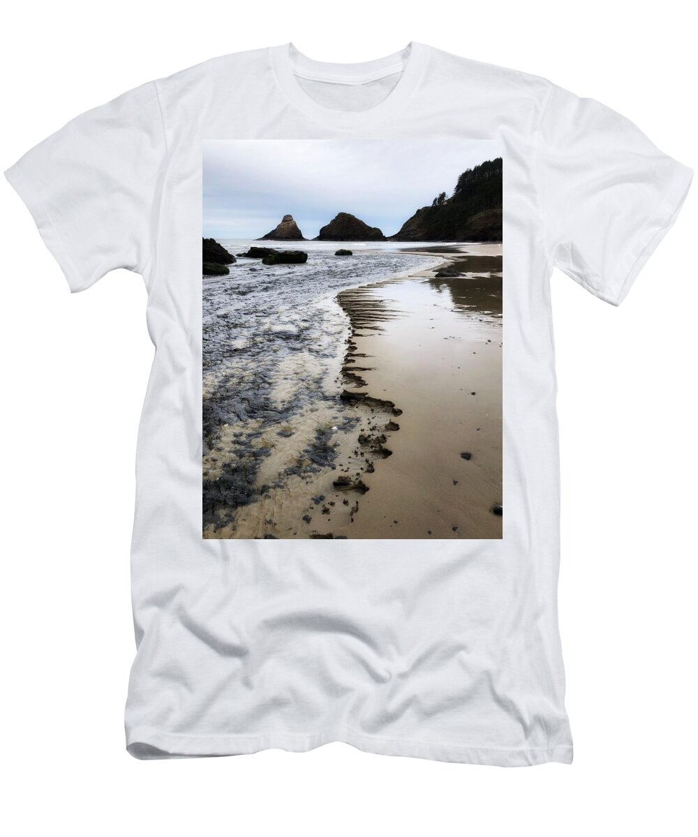 Chiseled Sand T-Shirt featuring the photograph Chiseled Beach by Bonnie Bruno