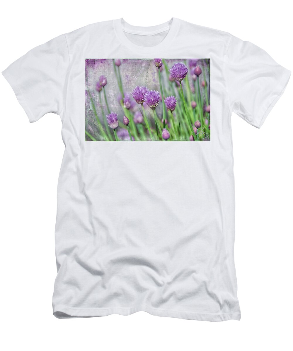 Agriculture T-Shirt featuring the digital art Chives in texture by Debra Baldwin
