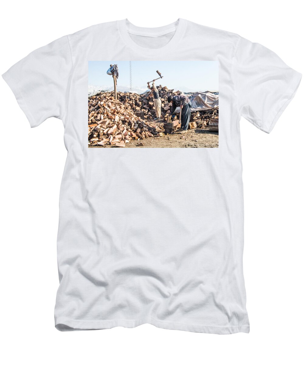 Kabul T-Shirt featuring the photograph Chopping Wood by SR Green