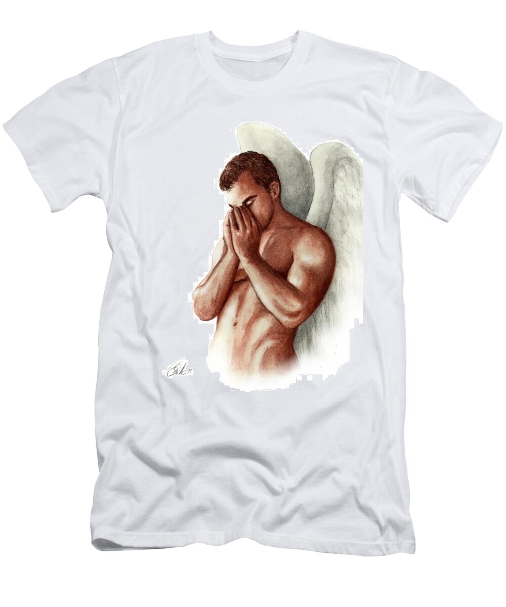 Male Angel Art Christian Bruce Lennon T-Shirt featuring the painting Christian by Bruce Lennon