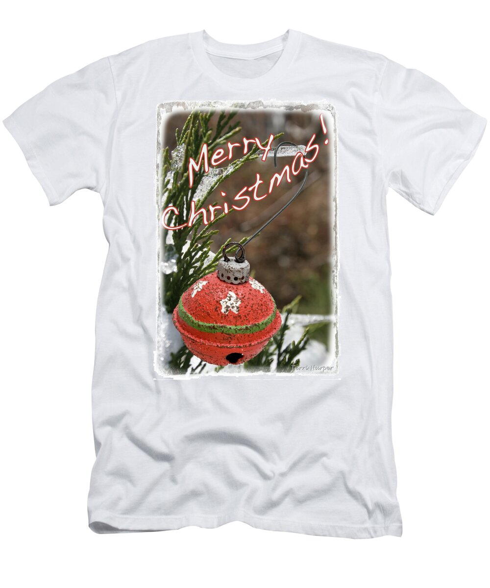 Christmas Ornament T-Shirt featuring the photograph Christmas Bell Ornament by Terri Harper