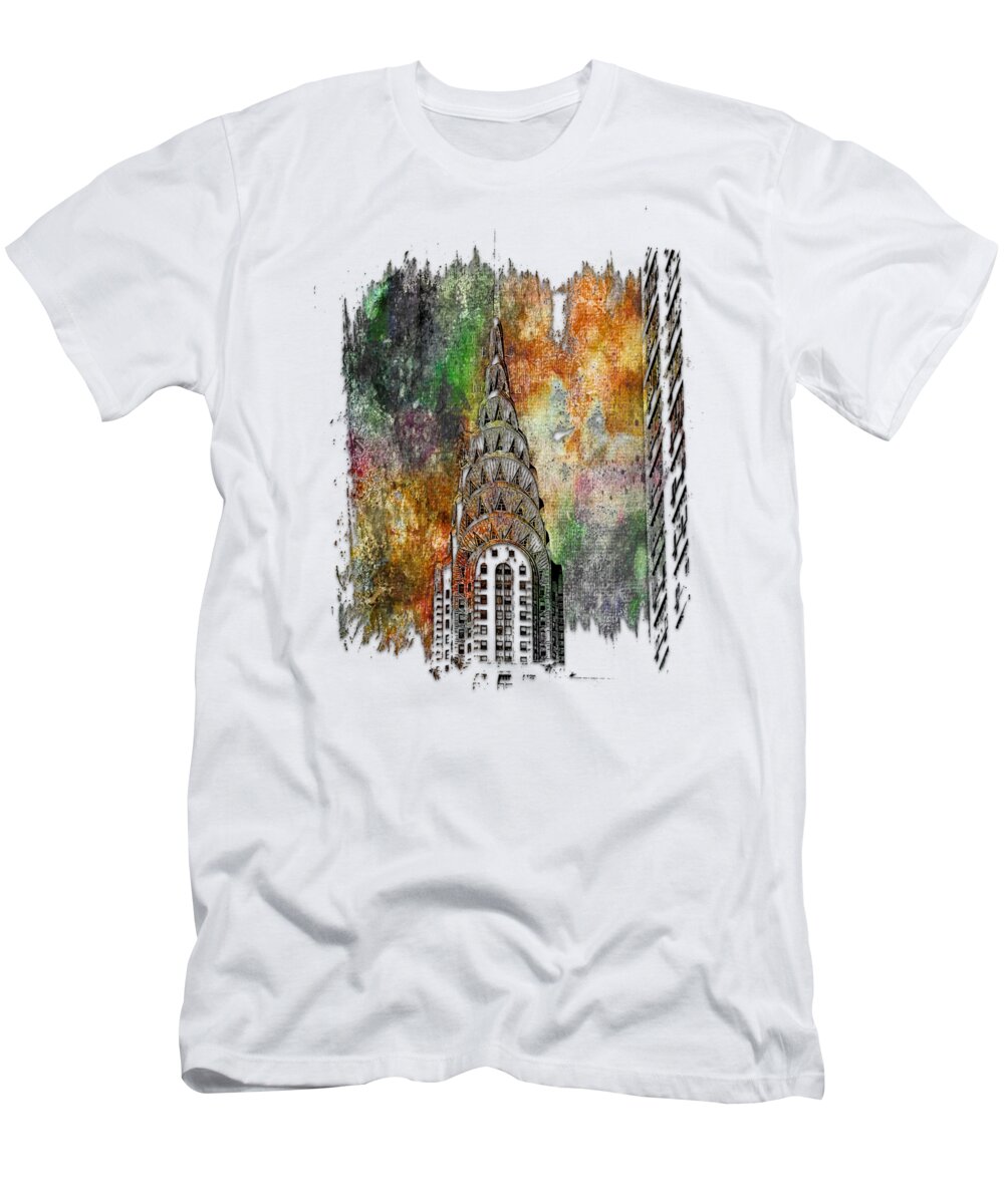 Muted T-Shirt featuring the photograph Chrysler Spire Muted Rainbow 3 Dimensional by DiDesigns Graphics