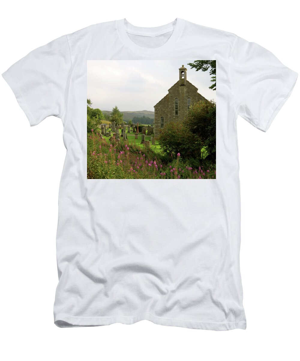 Churchyard T-Shirt featuring the photograph Church in Isle of Skye by Azthet Photography
