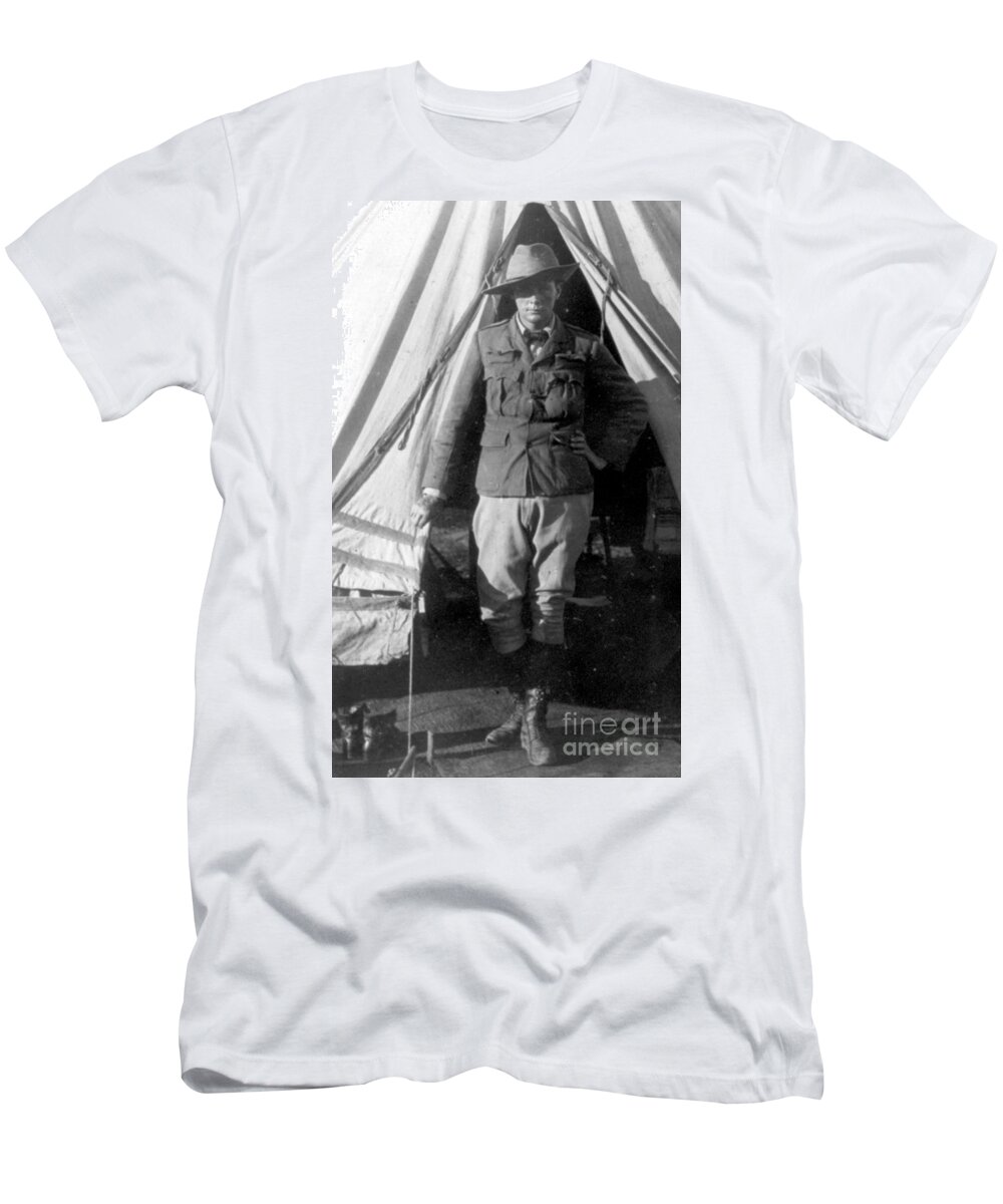 Winston Spencer Churchill T-Shirt featuring the photograph Churchill as a war correspondent during the Second Boer War, Bloemfontein, South Africa, 1900 by English School