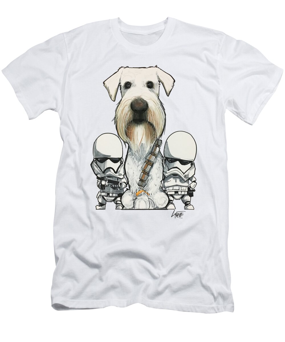 Pet Portrait T-Shirt featuring the drawing 3398 by Canine Caricatures By John LaFree