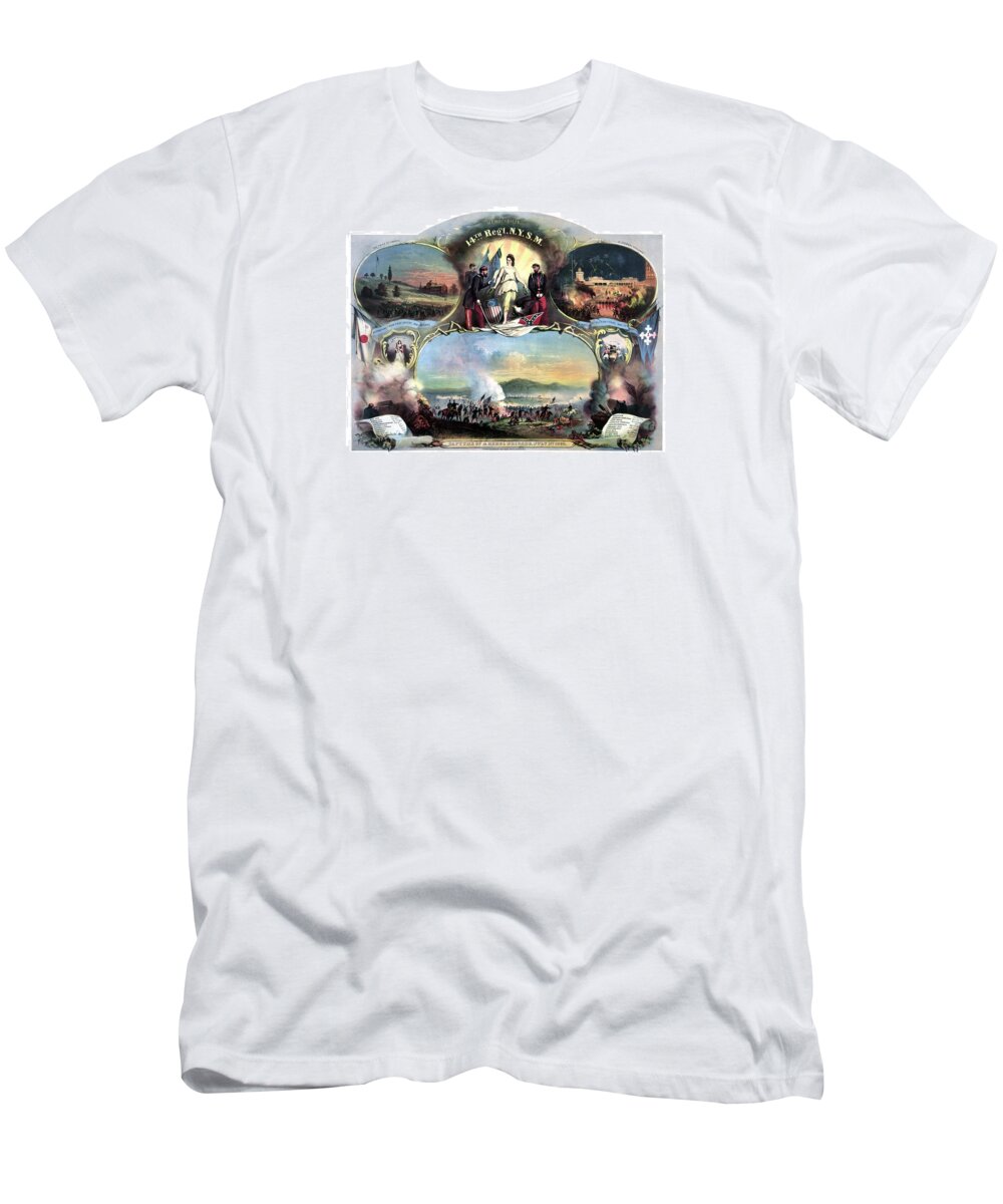 Civil War T-Shirt featuring the painting Civil War 14th Regiment Memorial by War Is Hell Store