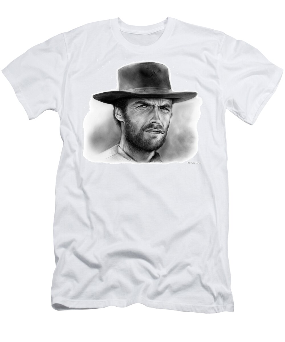Clint Eastwood T-Shirt featuring the drawing Clint by Greg Joens