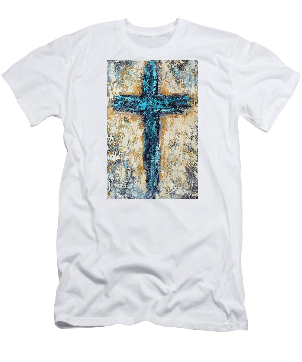 Cross T-Shirt featuring the painting Clothe Yourself In Mercy by Kirsten Koza Reed