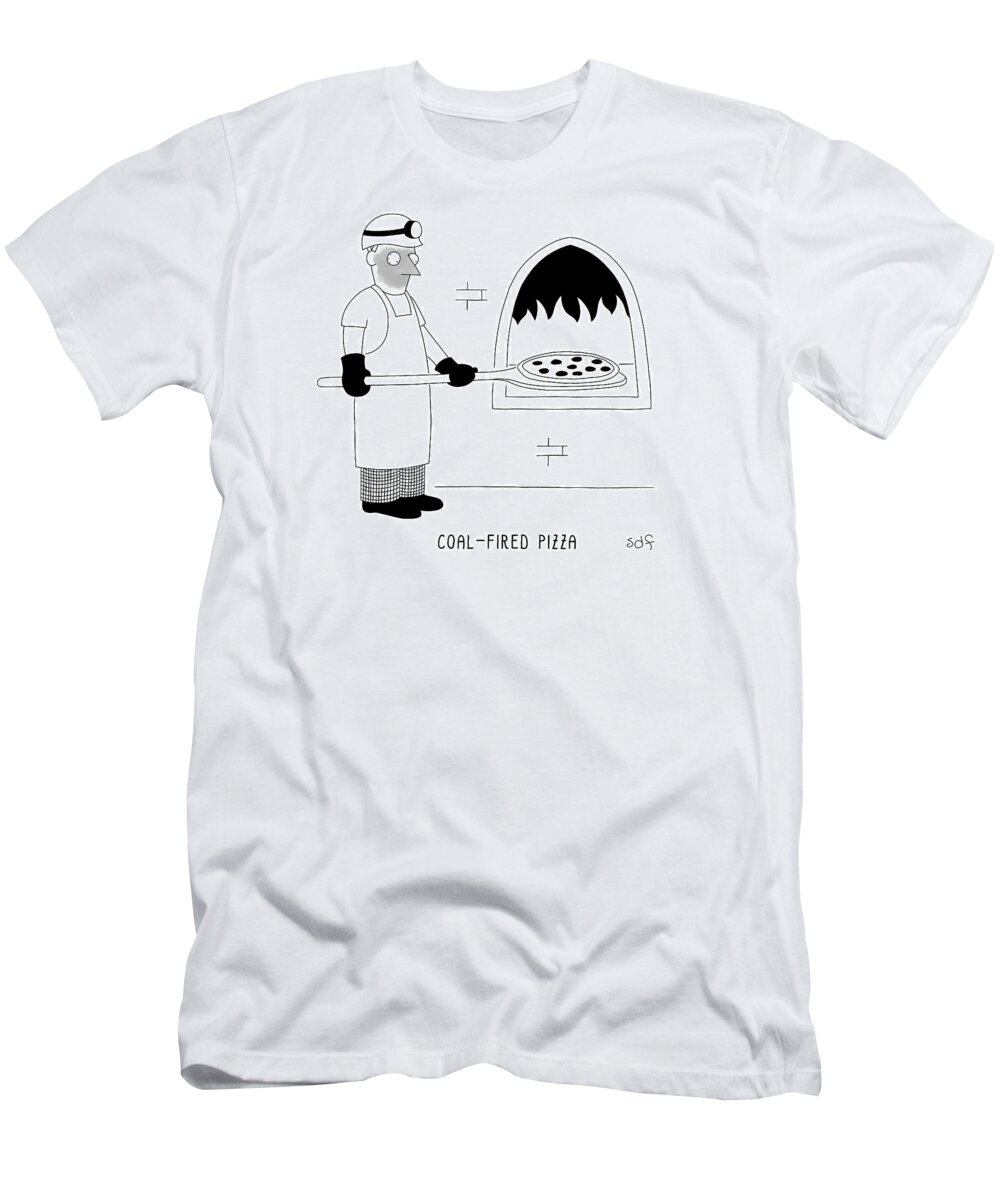 Coal-fired Pizza T-Shirt featuring the drawing Coal Fired Pizza by Seth Fleishman