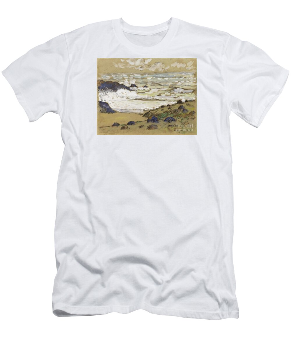 Maxime Maufra (nantes 1861 - Ponc-sur-loire 1918) T-Shirt featuring the painting Coastal Landscape in Brittany by MotionAge Designs