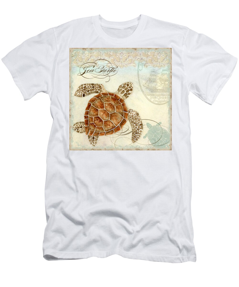 Watercolor T-Shirt featuring the painting Coastal Waterways - Green Sea Turtle 2 by Audrey Jeanne Roberts