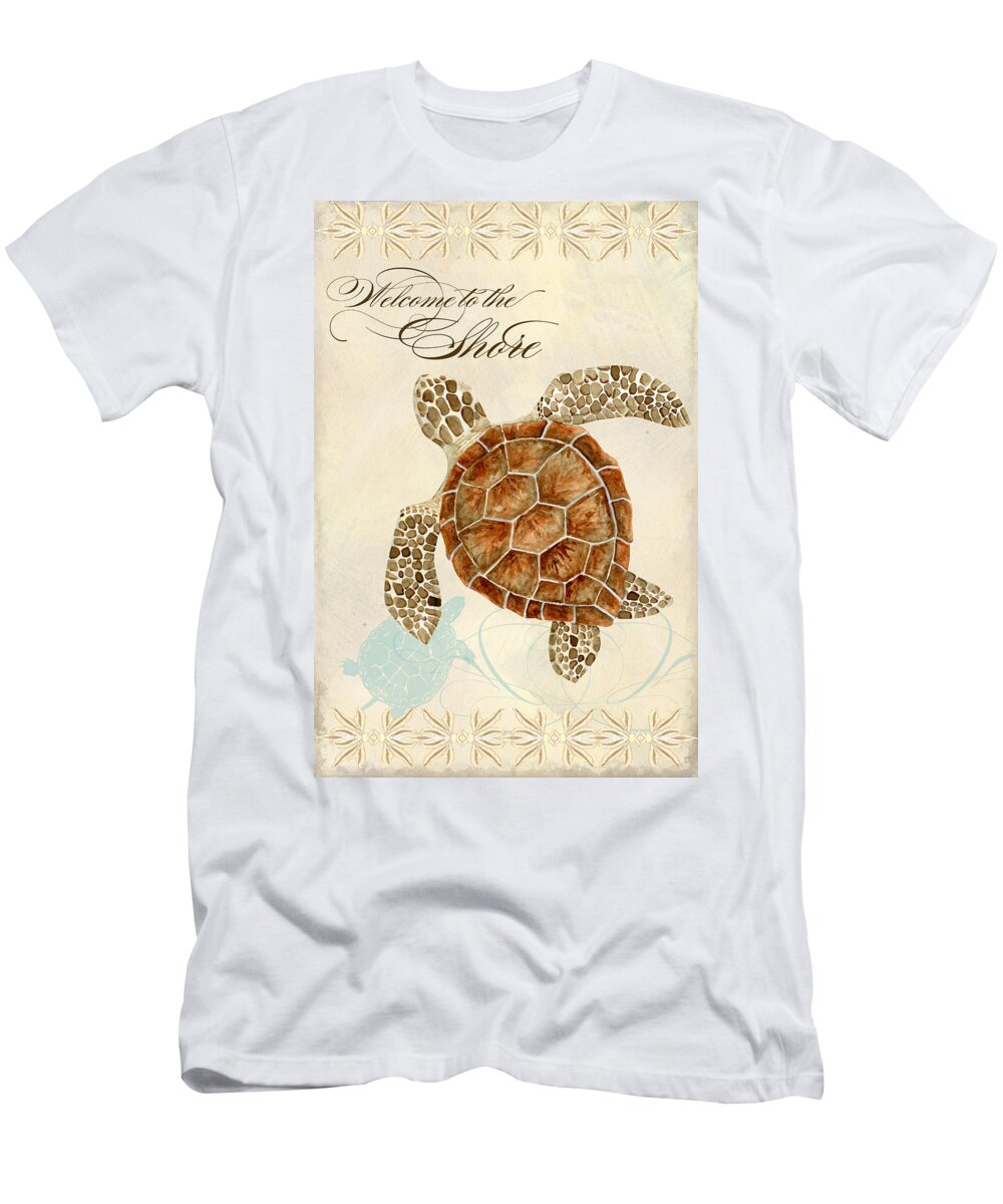 Watercolor T-Shirt featuring the painting Coastal Waterways - Green Sea Turtle by Audrey Jeanne Roberts