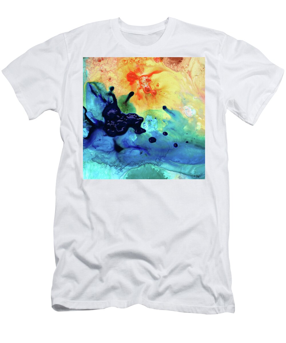 Abstract Art T-Shirt featuring the painting Colorful Abstract Art - Blue Waters - Sharon Cummings by Sharon Cummings