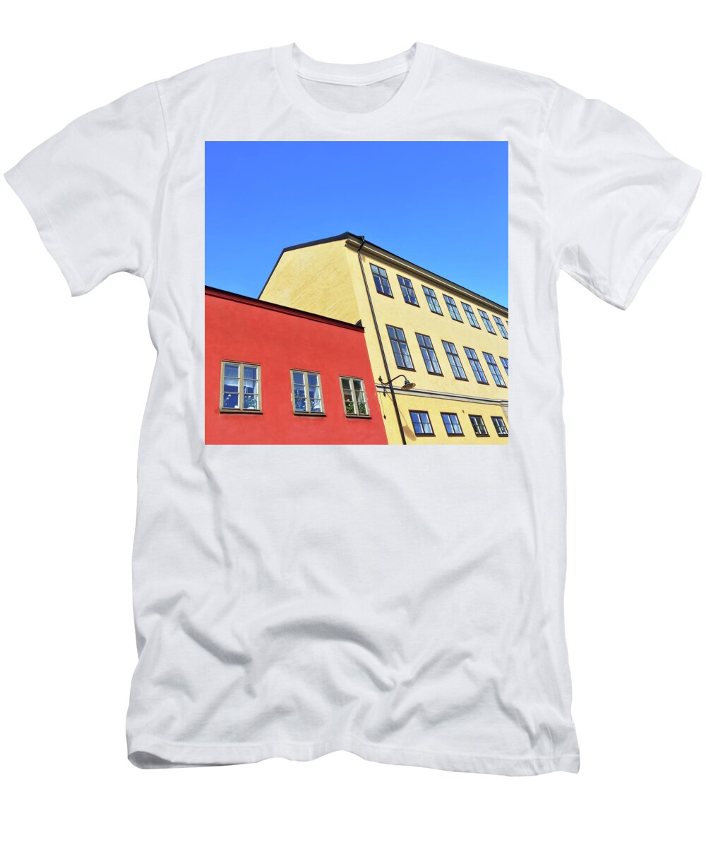 Stockholm T-Shirt featuring the photograph Colorful buildings of Stockholm by GoodMood Art