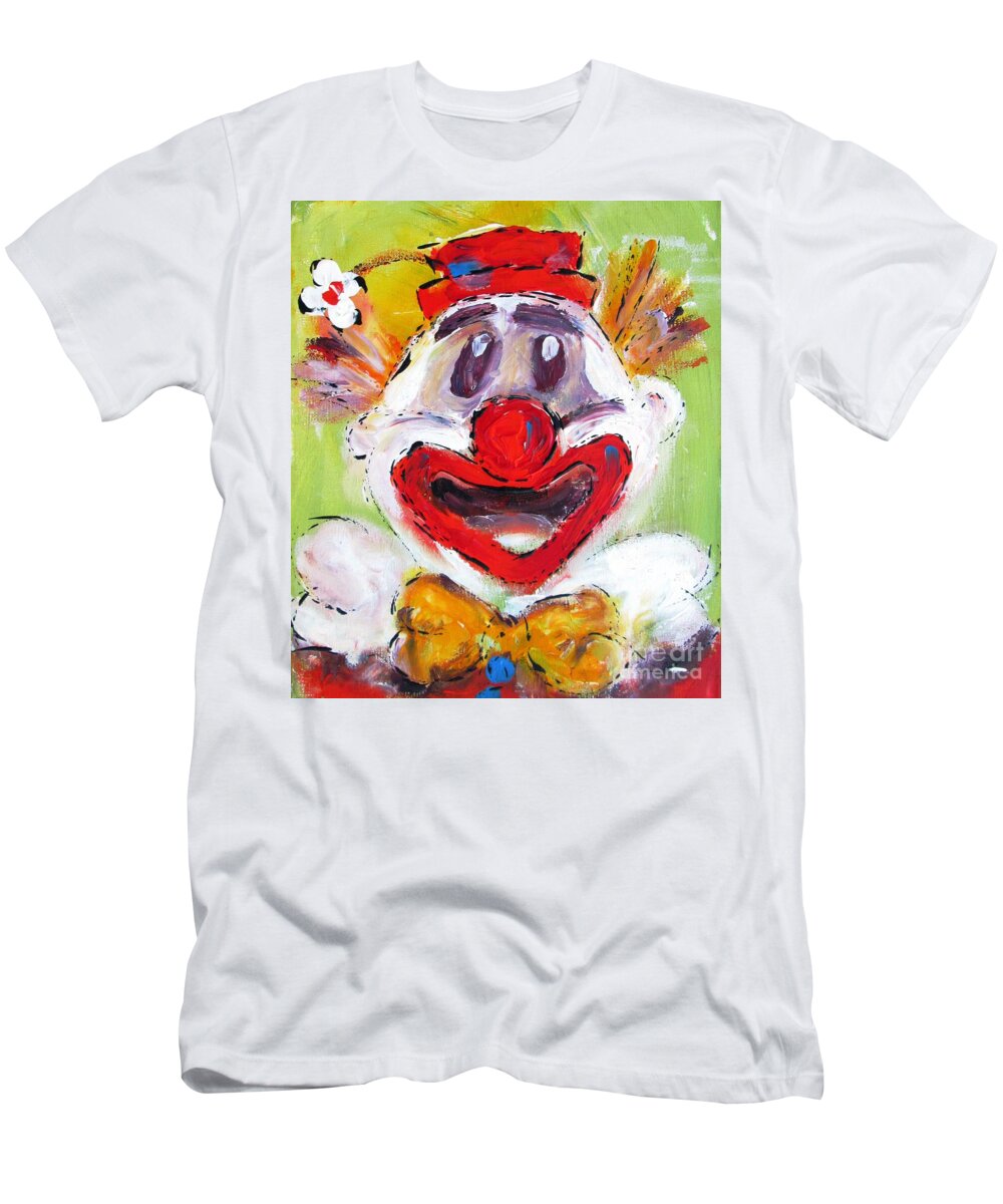 Exotic Clown T-Shirt featuring the painting Colorful Clown by Mary Cahalan Lee - aka PIXI