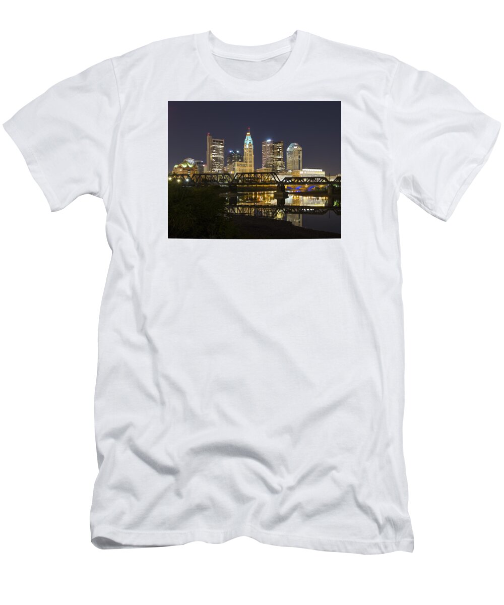 Night T-Shirt featuring the photograph Columbus Skyline 2 by Alan Raasch