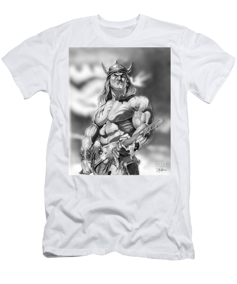 Pencil T-Shirt featuring the drawing Conan by Bill Richards