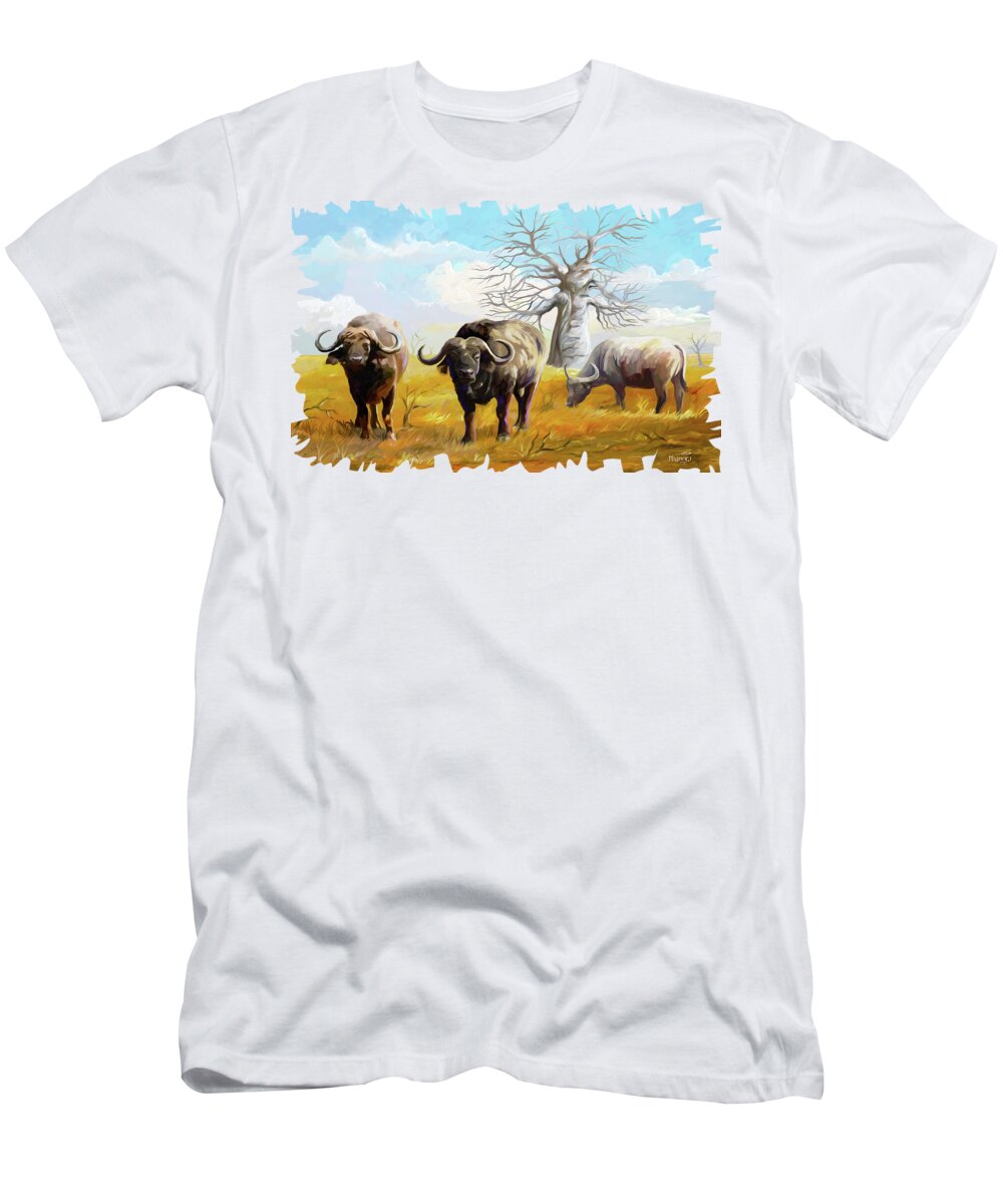 Cow T-Shirt featuring the painting Confidence by Anthony Mwangi