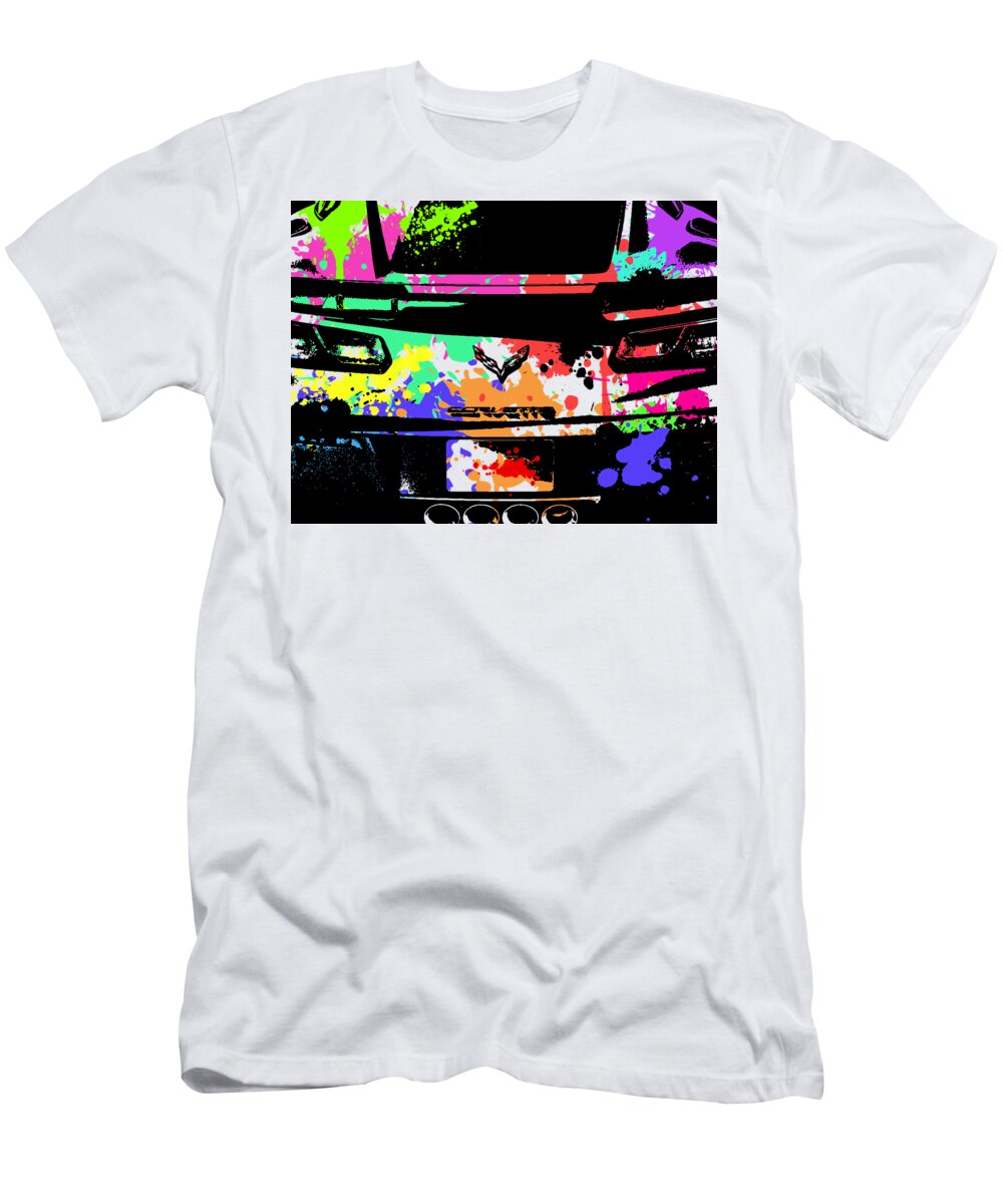 Chevy T-Shirt featuring the digital art Corvette Pop Art 2 by Ricky Barnard