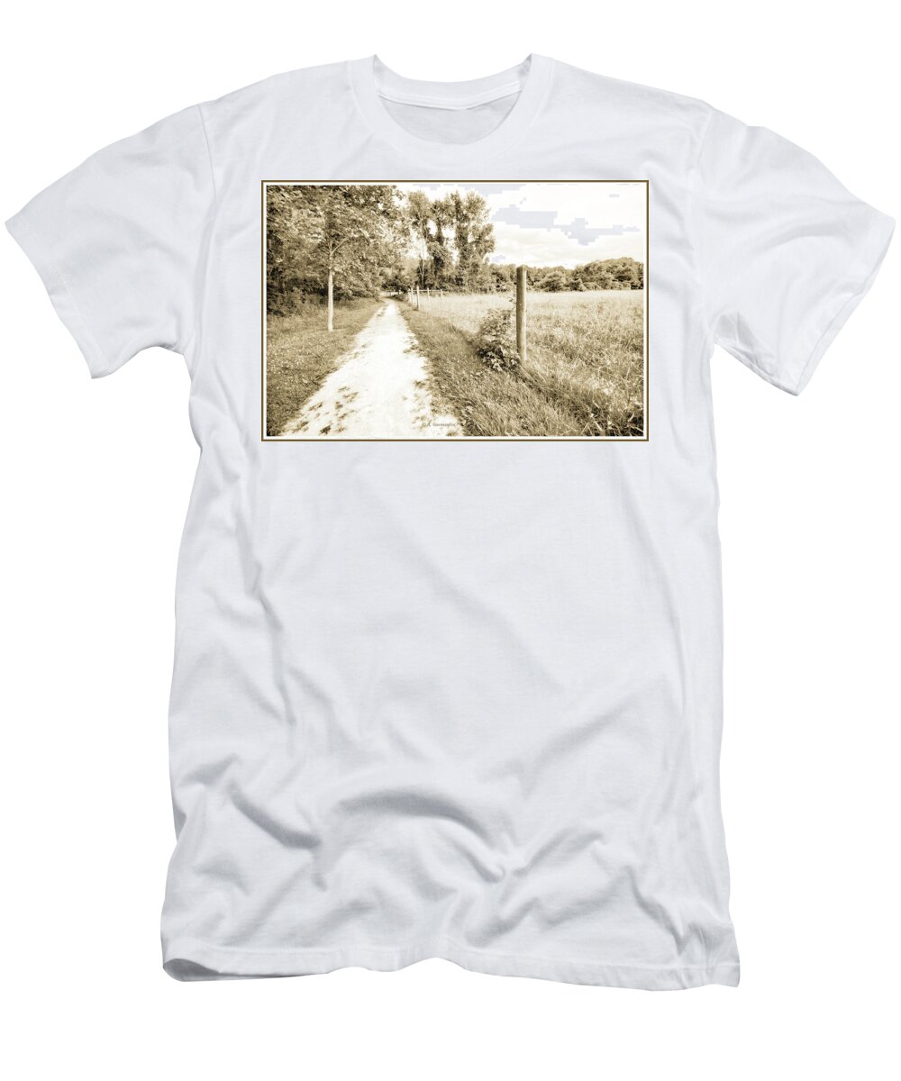 Country T-Shirt featuring the photograph Country Path Along a Cow Pasture by A Macarthur Gurmankin