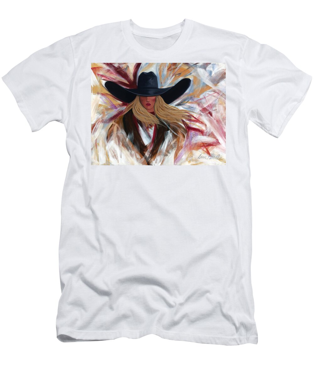 Colorful Cowboy Painting. T-Shirt featuring the painting Cowgirl Colors by Lance Headlee
