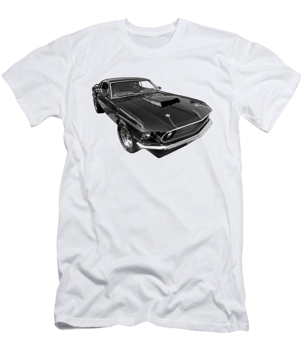 Classic Ford Mustang T-Shirt featuring the photograph Coz I Can Black and White by Gill Billington
