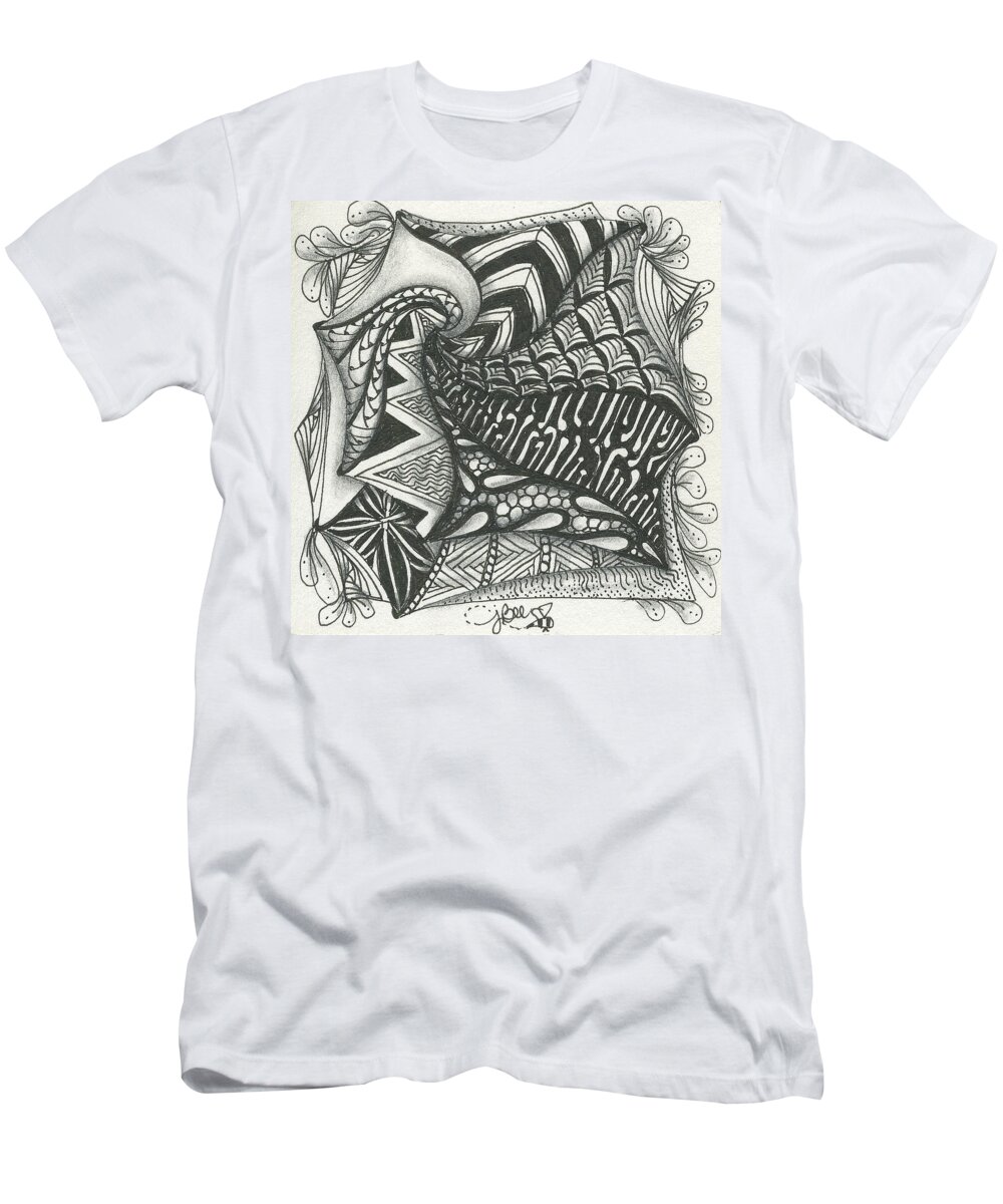 Zentangle T-Shirt featuring the drawing Crazy Spiral by Jan Steinle