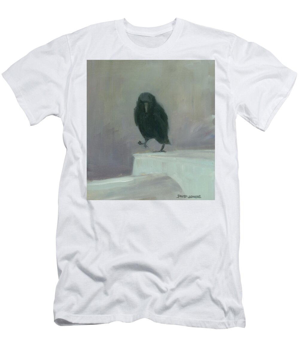 Bird T-Shirt featuring the painting Crow 16 by David Ladmore