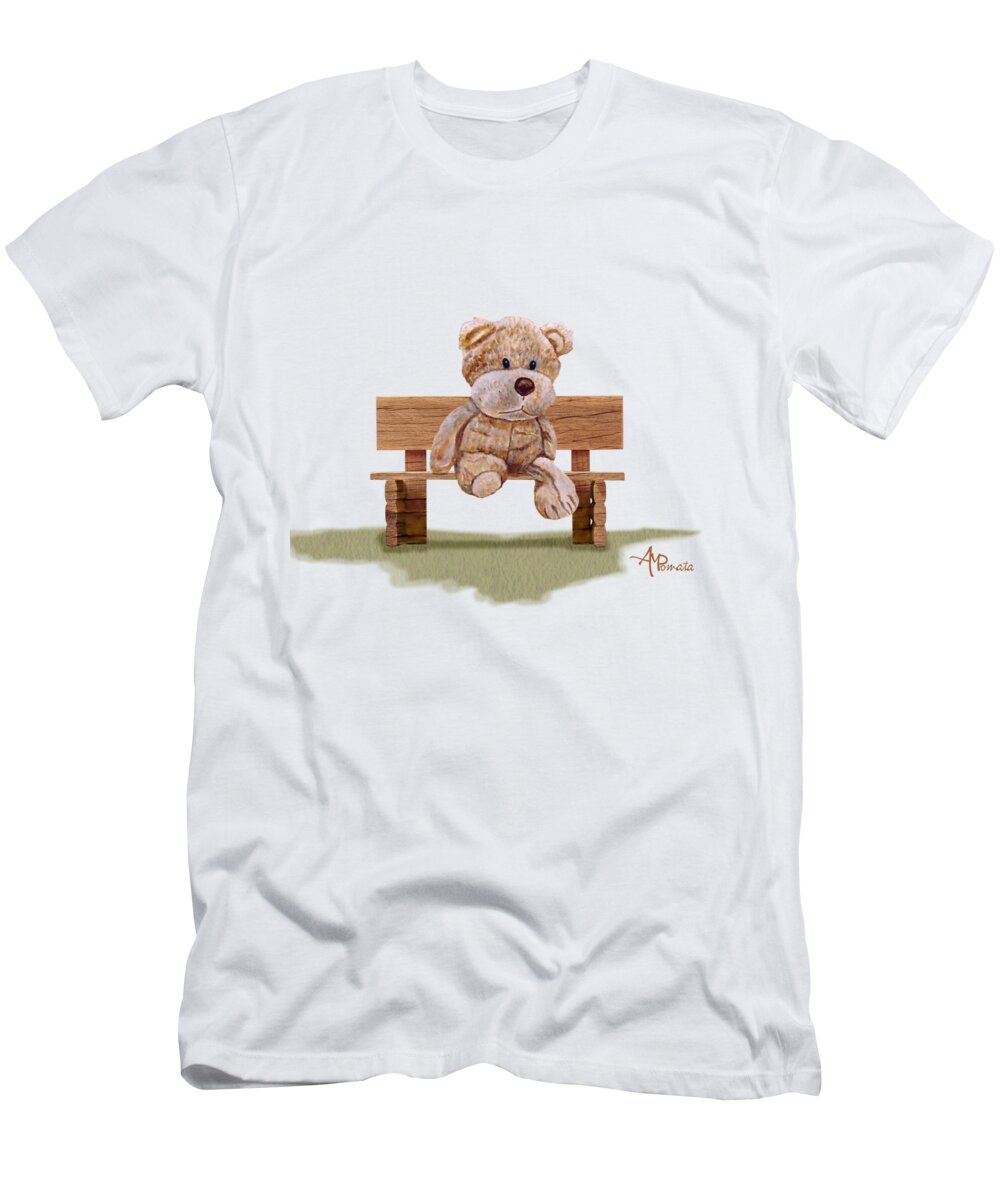 Cuddly Animals T-Shirt featuring the painting Cuddly At The Park by Angeles M Pomata