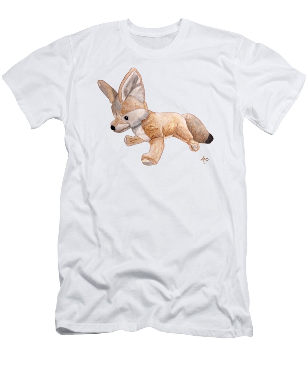 Cuddly Animals T-Shirt featuring the painting Cuddly Snow Fox by Angeles M Pomata