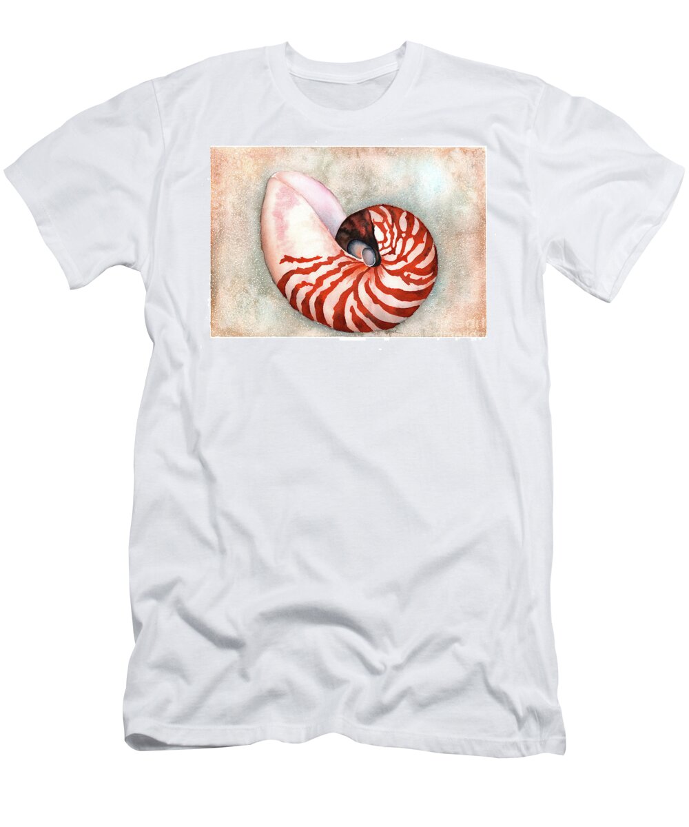 Nautilus T-Shirt featuring the painting Curled Nautilus by Hilda Wagner