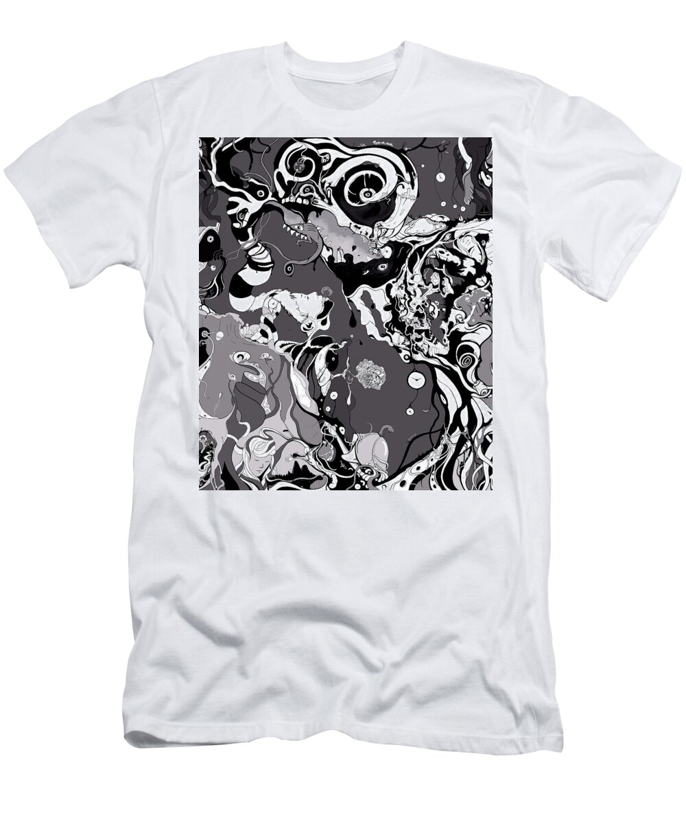 Grapevine Wall T-Shirt featuring the drawing Custom Cut Selection 01 by Craig Tilley