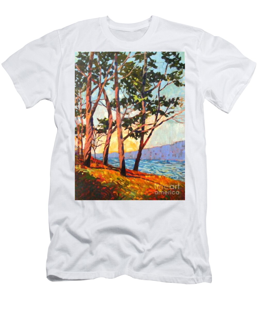 Cypress T-Shirt featuring the painting Cypress light by Celine K Yong