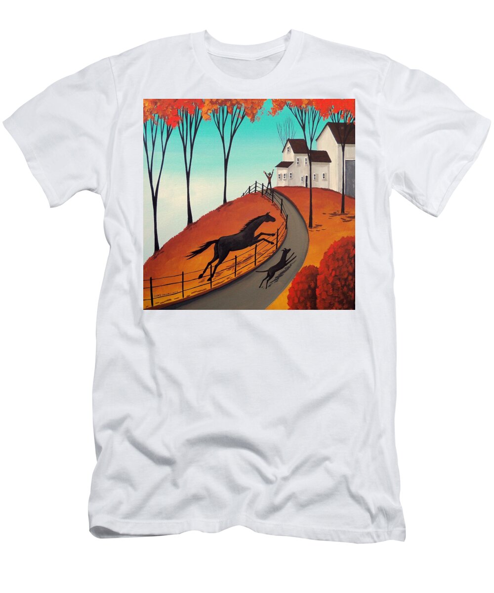 Art T-Shirt featuring the painting Daily Competition by Debbie Criswell